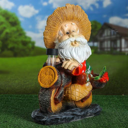 Садовая фигура - фонарь «Лесовик на велосипеде с фонарём» из полистоуна, 50 см, МИКС