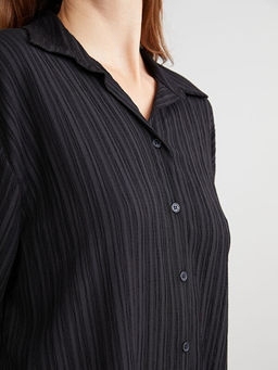 ?izgili Keten Kar???ml? Oversize Kad?n G?mlek