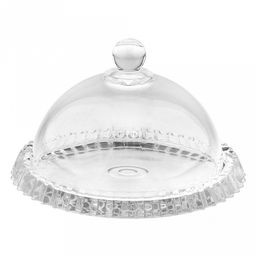 Блюдо стеклянное "Авиньон" д19,5см, h2,3см, общая h12,3см, с крышкой (клош) д16см, под хрусталь, в коробке (Китай)