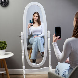 Зеркало напольное «Клик Мебель. Псише», 58×41×142 см, цвет белый