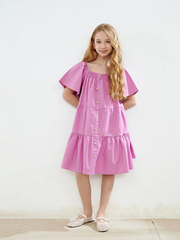 Kare Yaka K?z ?ocuk Elbise