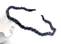 Ободок для волос Волна с цирконом, цвет синий