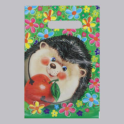 Цена за 100 шт. Пакет «Ёжик», полиэтиленовый с вырубной ручкой, детский, 30 мкм, 20×30 см