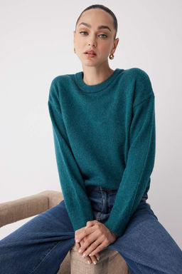 More Sustainable Lacivert Alpaka Yun Kar?s?ml? Triko Kazak|TWOAW26KZ00001 - Trendyolmilla фото 9