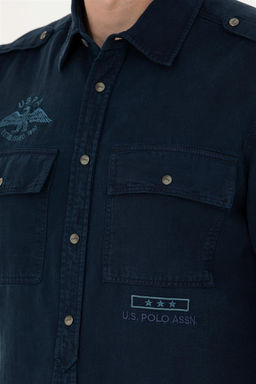 Мужская темно-синяя рубашка с длинным рукавом - U.s. polo assn фото 7