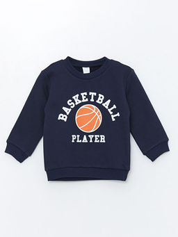 Bisiklet Yaka Bask?l? Erkek Bebek Sweatshirt ve E?ofman Alt 2li Tak?m - Waikiki фото 2