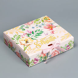 Складная коробка подарочная 8 марта, 20 х 18 х 5 см