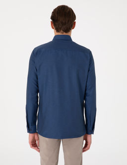 Lacivert Oxford Slim Fit Kolay _t_lenebilir G_mlek