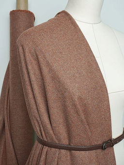 Шерсть пальтово-костюмная Твид Елочка цв.корица/бежевый, ш.1.5м, шерсть-50%, п/э-50%, 310гр/м.кв - Купава фото 3