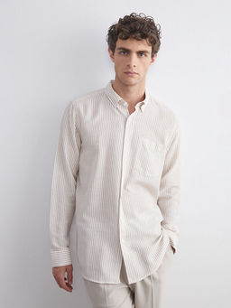 Regular Fit Uzun Kollu ?izgili Erkek G?mlek