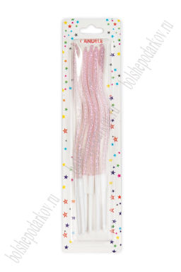 Свечи праздничные Спираль (6 шт) SF-7830, розовый