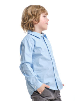 Рубашка в школу голубая хлопковая UD 6625 голубой - Mini maxi фото 3