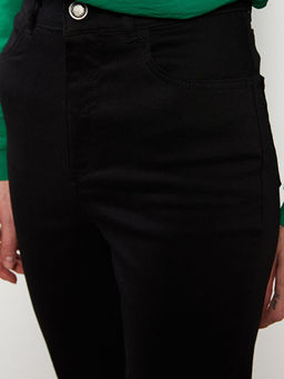 Y?ksek Bel Dar Fit D?z Gabardin Kad?n Pantolon