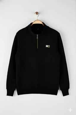 Siyah Regular/Normal Kesim Dokulu Etiket Detayl? Fermuarl? Sweatshirt TMNAW26SW00062 - Trendyolmilla фото 5