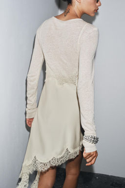 LONG SLEEVE T-SHIRT WITH LINEN - Zara фото 3