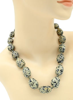 Колье из яшмы перепелиной галтовка на увеличение, 53см