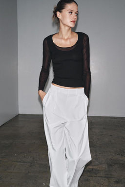 SEMI-SHEER COMBINED T-SHIRT