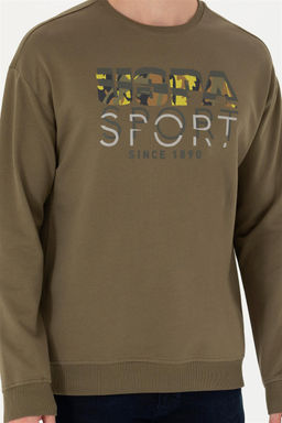 Свитшот мужской U. S. Polo Assn цвета хаки из хлопка - U.s. polo assn фото 6