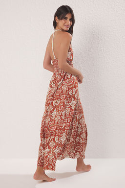 Trendyolmilla Haki Maxi Dokuma Plaj Elbise TBESS25EL00109