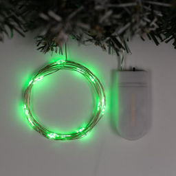 Гирлянда «Нить» 2 м роса, IP20, серебристая нить, 20 LED, батарейки CR2032×2 (в комплекте), свечение зелёное