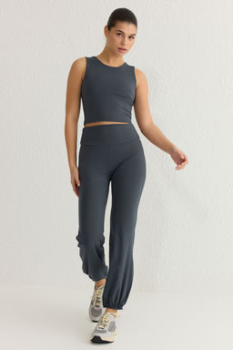 Antrasit F?rcal? Soft Kumas Reflektor Bask?l? Spor Orme Tak?mlanabilir Esofman Alt? THMSS25EA00004