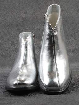 01-B50B-96C GREY/SILVER Ботинки демисезонные женские (натуральная кожа, байка)