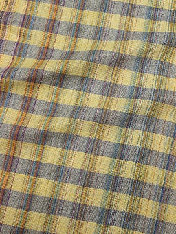 Холст полотенечный Клетка меланж цв.желтый/серый, ш.0.5м, лен-40%, хлопок-60%, 200гр/м.кв