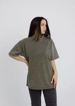 K12360 Футболка OVER SIZE (плотный хлопок) ХАКИ