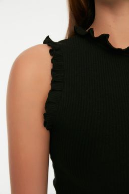 TRENDYOLMILLA Siyah F?rf?r Detayl? Fitilli Bodycone/Vucuda Oturan Midi Esnek Orme Kalem Elbise TWOSS22EL1569  фото 4