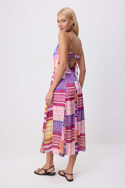 _ok Renkli Geometrik Desenli Ask_l_ Slip Midi Dokuma Saten Elbise TWOSS26EL00974 - Trendyolmilla фото 4