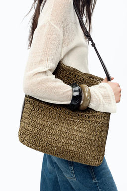 RAFFIA-EFFECT BUCKET BAG - Zara фото 2