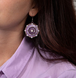 Klart набор для вышивания 10-502 Серьги круглые. Лиловый орнамент 3.5 х 4 см