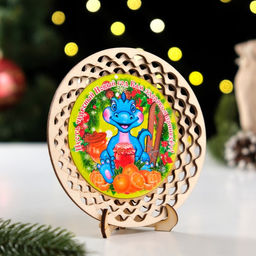 Тарелка сувенирная Пусть чудесный Новый год Вам здоровья принесет!, ламинация, d=130мм