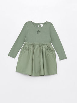 Bisiklet Yaka Uzun Kollu K?z Bebek Elbise