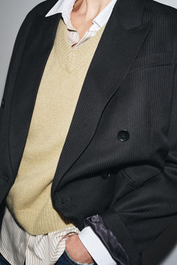 100% WOOL KNIT BASIC V-NECK SWEATER - Zara фото 9