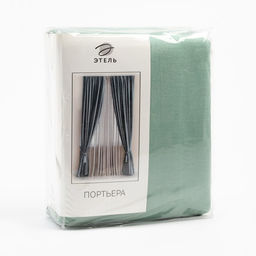 Штора портьерная Этель "Структурная", цвет светло-зеленый, на шторной ленте 130*300 см,100% п/э