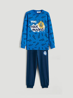 Bisiklet Yaka Real Madrid Bask?l? Erkek ?ocuk Pijama Tak?m?