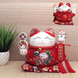 Копилка Кот манэки-нэко на коврике 16,5 см / C12 /уп 18/ - ГалеонТрейд фото 4