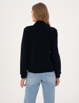 Lacivert Comfort Fit Fermuarl_ Polar Sweatshirt