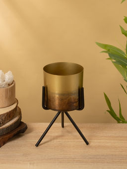 Кашпо на подставке «Малахит», 12×12×20 см, железо