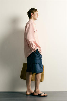 CAMISA RELAXED FIT BOLSILLOS / Rosa claro - Zara фото 4