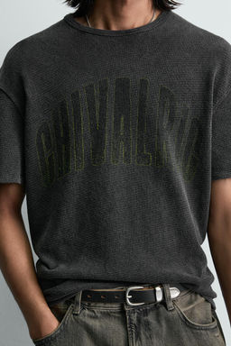 CAMISETA PUNTO ESTAMPADO LAVADO / Negro - Zara фото 5