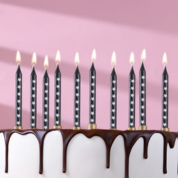 Цена за 3 шт. Свечи для торта «Золотая звезда», 6 см, 10 шт., чёрные
