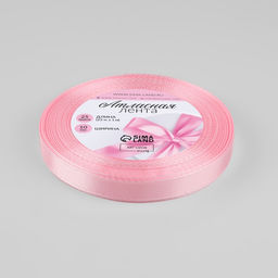 Цена за 6 шт. Лента атласная, 10 мм, 23±1 м, пастельно-розовая