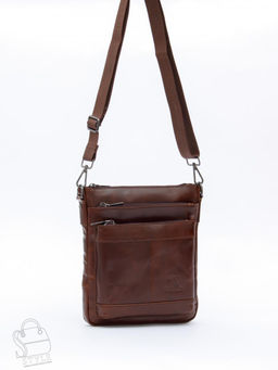 Сумка мужская кожаная 1022-2 brown Fuzhiniao  в Новосибирске