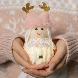 Новогодняя мягкая елочная игрушка "Ангелок", розовый, 1 шт., 13 см., текстиль