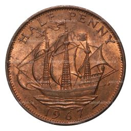 Монета 1/2 пенни 1967 года