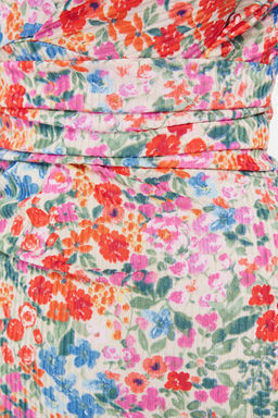 Cok Renkli Vucuda Oturan Tek Omuz Asimetrik Buzgu Detayl? Orme Midi Kalem Elbise TWOSS23EL02182