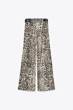 WIDE SATIN TROUSERS WITH BELT