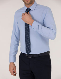 Koyu Mavi Slim Fit Oxford G_mlek